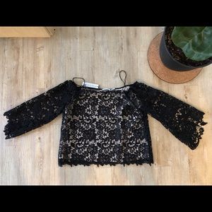 Alice + Olivia black eyelet blouse
